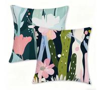 Simple Housse de Coussin 55x55 Lot de 2 Taie Oreiller en Velours Doux Carré Housse de Coussin Décoratif avec Fermeture éclair Invisible, Plantes (4) Coussins Canapé pour Salon, Extérieur 0n-436