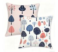 Simple Housse de Coussin 70x70 Lot de 2 Taie Oreiller en Velours Doux Carré Housse de Coussin Décoratif avec Fermeture éclair Invisible, Arbre (2) Coussins Canapé pour Canapé, Salon, Extérieur 0n-426