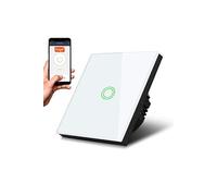 Simple Interrupteur d'éclairage MCE715W Smart WiFi Tuya, en verre, éclairage par bouton rond, encastrable, 85x85mm, blanc