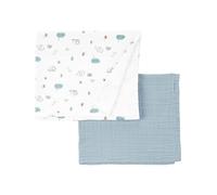 Simple Joys by Carter's 2-Pack Cotton Gauze Blanket Couverture, Blanc Éléphant/Vert Sauge, Taille Unique Bébé Unisexe
