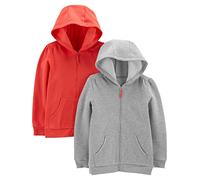 Simple Joys by Carter's 2-Pack Fleece Full-Zip Hoodies Sweat à Capuche, Gris Chiné/Orange, 5-6 Ans (Lot de 2) Fille