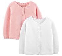 Simple Joys by Carter's 2-Pack Knit Cardigan Sweaters, Blanc/Rose, 18 Mois (Lot de 2) Bébé Fille