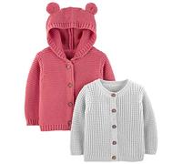 Simple Joys by Carter's 2-Pack Neutral Knit Cardigan Sweaters, Gris/Rouge, 12 Mois (Lot de 2) Mixte bébé