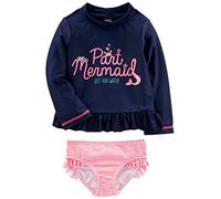 Simple Joys by Carter's 2-Piece Assorted Rashguard Sets Ensemble de Maillot dermoprotecteur, Bleu Marine Sirène/Rose Rayures, 6-9 Mois Bébé Fille