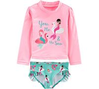 Simple Joys by Carter's 2-Piece Assorted Rashguard Sets Ensemble, Rose Sirène/Vert des Mers du Sud Cygne, 5 Ans Bébé Fille