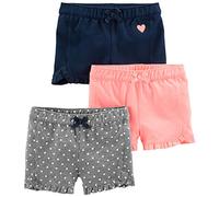 Simple Joys by Carter's 3-Pack Knit Infant-and-Toddler-Shorts, Rose/Gris/Bleu Marine, 2 Ans (Lot de 3) Bébé Fille