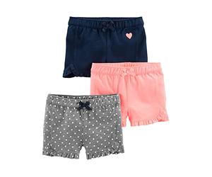 Simple Joys by Carter's 3-Pack Knit Infant-and-Toddler-Shorts, Rose/Gris/Bleu Marine, 3 Ans (Lot de 3) Bébé Fille