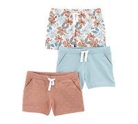 Simple Joys by Carter's 3-Pack Knit Shorts, Blanc Fleuri/Bleu Pâle/Brun Clair Points, 12 Mois (Lot de 3) Fille