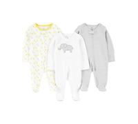 Simple Joys by Carter's 3-Pack Neutral Sleep and Play Dormeuses Tout-Petits, Blanc Éléphant/Gris Clair Mini Rayures/Girafe, 6-9 Mois (Lot de 3) Mixte bébé