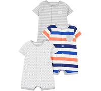 Simple Joys by Carter's 3-Pack Snap-up Rompers Barboteuses, Baleine/Mini Rayures/Rayures, 0 Mois (Lot de 3) Bébé garçon
