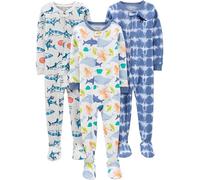 Simple Joys by Carter's 3-Pack Snug Fit Footed Cotton Pajamas Ensemble de Pijama, Créatures Marines/Requin/Tie-Dye, 5 Ans (Lot de 3) Garçon