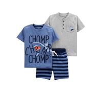 Simple Joys by Carter's 3-Piece Playwear Set Ensemble de Pantalons, Bleu Chomp/Gris Requin/Rayures, 4 Ans Bébé garçon