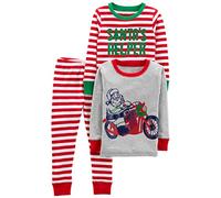 Simple Joys by Carter's 3-Piece Snug-Fit Cotton Christmas Pajama Set Ensemble de Pijama, Gris Moto/Rouge Rayures, 2 Ans (Lot de 3) Mixte Enfant