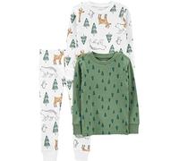 Simple Joys by Carter's 3-Piece Snug-fit Cotton Christmas Pajama Set Ensemble de Pyjama, Blanc Forêt/Vert Pin, 6-9 Mois (Lot de 3) Mixte bébé