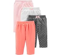 Simple Joys by Carter's 4-Pack Fleece Infant-and-Toddler-Pants, Blanc/Charbon Points/Orange/Rose, 0 Mois (Lot de 4) Bébé Fille