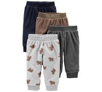 Simple Joys by Carter's 4-Pack Fleece Pants Pantalon décontracté, Bleu Marine/Brun/Gris Clair Imprimé Ours/Gris Foncé, 0-3 Mois (Lot de 4) Mixte Bébé