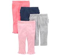 Simple Joys by Carter's 4-Pack Infant-and-Toddler-Pants, Bleu Marine Points/Gris/Rose/Rose Corail, Prématuré (Lot de 4) bébés Filles