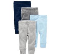 Simple Joys by Carter's 4-Pack Neutral Pant Pantalon, Bleu/Gris/Blanc, 0-3 Mois (Lot de 4) Unisex-Baby