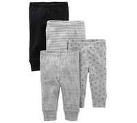 Simple Joys by Carter's 4-Pack Neutral Pant Pantalons, Blanc/Gris/Noir Bananes, 24 Mois (Lot de 4) Unisex-Baby