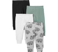 Simple Joys by Carter's 4-Pack Neutral Pant Pantalons, Blanc/Gris Ours/Noir/Vert Épicéa, 0 Mois (Lot de 4) Unisex-Baby