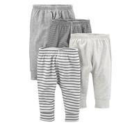 Simple Joys by Carter's 4-Pack Neutral Pant Pantalons, Blanc Rayures/Gris/Gris Clair/Noir Mini Rayures, 3-6 Mois (Lot de 4) Unisex-Baby