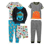 Simple Joys by Carter's 6-Piece Snug Fit Cotton Pajama Set Ensemble de Pyjama, Dinosaure/Monstre/Rayures/Robot, 3 Ans (Lot de 3) Bébé Garçon