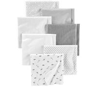 Simple Joys by Carter's 7-Pack Flannel Receiving Blankets Couverture de réception, Gris/Blanc/Noir, Taille Unique (Lot de 7) Mixte Bébé