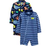 Simple Joys by Carter's Assorted Rashguard-Set Maillot de Bain Une pièce, Bleu Marine Amis Marins/Violet Rayures, 18 Mois (Lot de 2) Bébé garçon