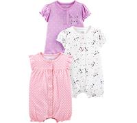 Simple Joys by Carter's 3-Pack Snap-up Rompers Barboteuse, Blanc Licorne/Lilas Points/Rose Clair, 0 Mois (Lot de 3) Bébé Fille