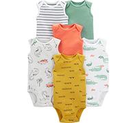 Simple Joys by Carter's Body à Manches Courtes Bébé Garçon, Lot de 6, Alligator/Camions/Dinosaure/Rayures, 0-3 mois
