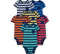 Simple Joys by Carter's Body à Manches Courtes Bébé Garçon, Lot de 6, Color-block/Motif Rayures Rugby, 0-3 mois