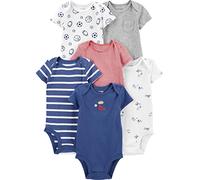 Simple Joys by Carter's Body à Manches Courtes Bébé Garçon, Lot de 6, Motif Sportif/Multi Stripe, 0 mois