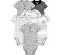 Simple Joys by Carter's Body à Manches Courtes Bébé Garçon, Lot de 6, Multicolore/Ancre/Baleine/Dinosaure/Rayures, 0 mois
