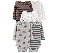 Simple Joys by Carter's Long-Sleeve Bodysuit Pack of 5 Body, Animaux de la Forêt/Ours/Rayures, 24 Mois (Lot de 5) Mixte bébé