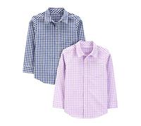 Simple Joys by Carter's Chemise tissée à manches longues Garçon, Lot de 2, Bleu Motif Vichy/Violet Motif Vichy Écossais, 8 ans
