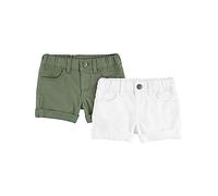 Simple Joys by Carter's Denim Shorts, Pack of 2 Jean, Blanc/Vert Olive, 5 Ans Fille