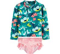 Simple Joys by Carter's 2-Piece Assorted Rashguard Sets Ensemble, Rose Rayures/Vert Fleuri, 3 Ans Bébé Fille