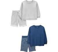 Simple Joys by Carter's Ensemble 4 pièces, vêtements de jeu en molleton, hauts à manches longues et shorts Garçon, Lot de 4, Gris/Bleu Marine, 8 ans
