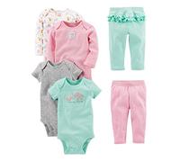 Simple Joys by Carter's Ensemble 6 pièces comprenant des bodies à manches longues et courtes et des pantalons pour petite fille ,Pink/Mint Ruffle,Preemie