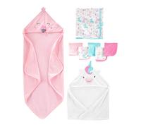 Simple Joys by Carter's Ensemble de 8 Serviettes et Gants de Toilette Bébé Fille, Blanc Licorne/Rose Flamant Rose, Taille unique