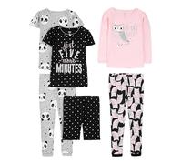 Simple Joys by Carter's Ensemble de Pyjama 6 Pièces en Coton, Coupe Ajustée Bébé Fille, Lot de 3, Gris Panda/Noir Points/Rose Chouette, 24 mois