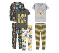 Simple Joys by Carter's Ensemble de Pyjama 6 Pièces en Coton, Coupe Ajustée Garçon, Lot de 3, Blanc Camions/Gris Foncé Monstre/Gris Personnages Héros/Rayures, 3 ans