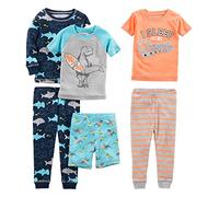Simple Joys by Carter's Ensemble de Pyjama 6 Pièces en Coton, Coupe Ajustée Garçon, Lot de 3, Dinosaure/Rayures/Requin/Surfeur, 3 ans