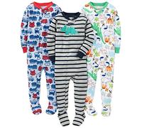 Simple Joys by Carter's Ensemble de pyjama pour bébé garçon (lot de 3), Camion de pompier bleu/rayures grises/dinosaure blanc, 4 Years