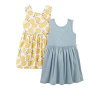 Simple Joys by Carter's Ensemble de Robes Sans-Manches et à Manches Courtes Fille, Blanc Citron/Bleu Pâle, 5-6 ans