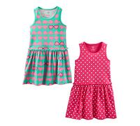 Simple Joys by Carter's Ensemble de Robes Sans-Manches et à Manches Courtes Fille, Lot de 2, Cœurs/Points, 2 Ans
