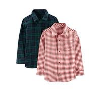 Simple Joys by Carter's Long-Sleeve Woven Shirt, Pack of 2 Chemise à Bouton Bas, Rouge Motif Vichy Écossais/Vert Écossais, 6 Garçon