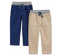 Simple Joys by Carter's Lot de 2 Pantalons à Enfiler pour bébé garçon, Marron Kaki Clair/Bleu Marine, 5 Ans