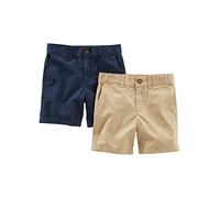 Simple Joys by Carter's Lot de 2 shorts à devant plat pour garçon, Marron kaki clair/bleu marine, 5 ans