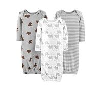 Simple Joys by Carter's Lot de 3 peignoirs en coton unisexe pour bébé, Ours/dinosaure/rayures, nouveau née